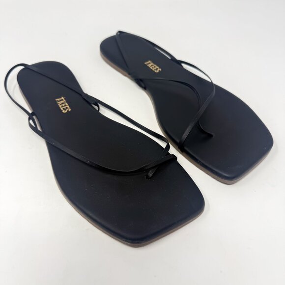 TKEES Square Toe Millie Sandals Women's US 9 EU 40 Black Leather Dainty Straps - Picture 3 of 11